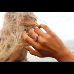 Handmade Copper Wire-wrapped Lavender Jade Ring